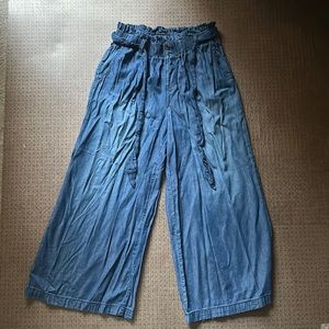 Flare Blue Pants with Stretch Waistband